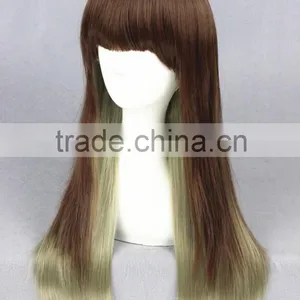 High Quality 65cm Medium Long Straight Blond&Green Mixed Lolita Wig Synthetic Anime Wig Cosplay Hair Wig Party Wig thumbnail-3