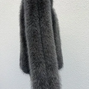New Autumn and Winter Faux Fur Coat, Faux Fox Fur Patchwork Long-sleeved Overcoat, Loose and Thick Warm Top for Women thumbnail-5