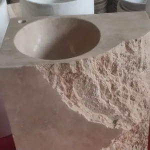 Missing Corner New Design Contemporary Stone Marble Free Standing Square Shape Pedestal Sink for Upscale Residences Estates thumbnail-2