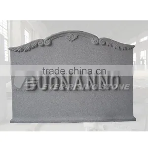 China Gray Granite Headstones With Flowers Carving thumbnail-1