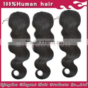 Indian Remy Hair Drawstring Ponytail With Clip, Wrap Around Human Hair Ponytail thumbnail-3