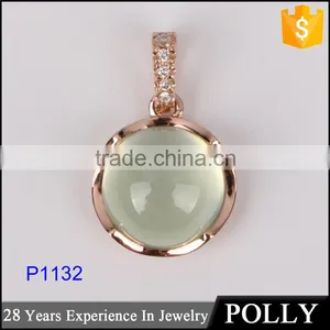 Wholesale Natural Precious Gemstone Silver Pendant Prehnite Handmade Jewellery thumbnail-1