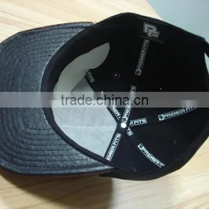 Acrylic Crown and Alligator Leather Brim Metal Logo Strapback Snapback Cap 6 Panel Baseball Cap thumbnail-3