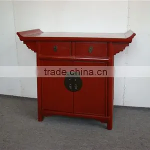 Antique Style Wood Closet Red Cabinet With Drawers Design thumbnail-1