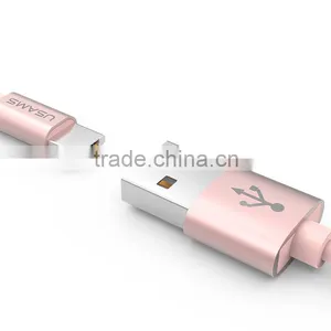 USAMS Multifunctional Charging Cable For IPhone5s/6s and Android Mobile Phone 2in1metal Nylon Dual Sided 1m Braided Cable thumbnail-6