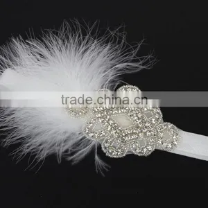 Newborn Baby Kids Pearl Diamond Feather Headband Photo Props Crystal Hair Band Wh-1770 thumbnail-4