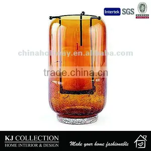 AMBER CRACKLE CANDLE VASE, SMALL SIZE thumbnail-1