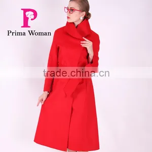 2016 New Design Spring Women Slim Fit Long Wool Coat With Belt thumbnail-6