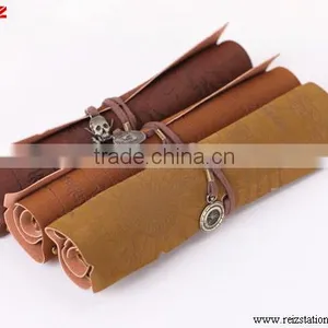 Leather Pen Bag for Color Pencil or Kids Use With Map thumbnail-1
