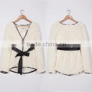Wholesale New Style White And Long Winter Fashion Women Coat With Belt thumbnail-6