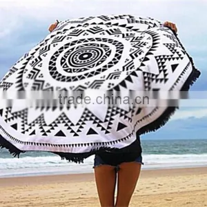 2016 High Quality Personalized Custom Round Printed Beach Towel thumbnail-1