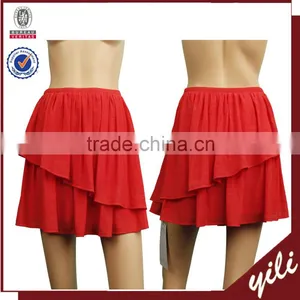 2016 S/S Cotton Crepe Red Color Summer Girls in Short Skirts thumbnail-1