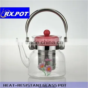 Creative Life Series - Glass Tea Pot + Tea Infuser Strainer ,Lead-free Heat-resistant Borosilicate Glass 600B/1400B/2000B thumbnail-4