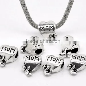 Mom European Beads Antique Silver "MOM" Child Love thumbnail-3