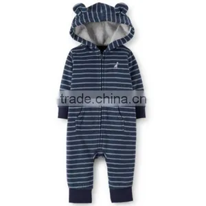 Custom Printed Romper Baby Boys Stripe Casual With Velvet Hoodies Romper Quality Choice thumbnail-1