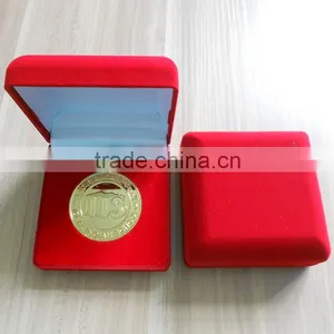 Brass 3D Velvet Gift Box Metal Gold Medal Qatar thumbnail-1