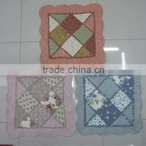 Shabby Chic Blue Patchwork Floral Cushion Covers Cotton 18" thumbnail-2