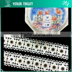 White Polyester Lace Rhodium Flat 15MM Metal Grommet Eyelet Trimming thumbnail-5
