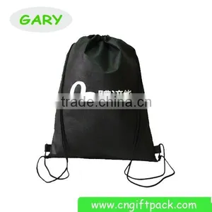 Custom 80g Black Non Woven Drawstring Backpack thumbnail-1
