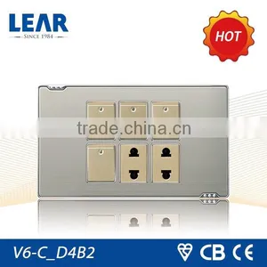 Classic Design Metal Plate 6 Gang Wall Switches and Socket thumbnail-1