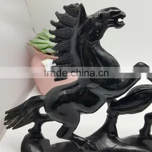 Obsidian Horse Sculpture Animal Carvings thumbnail-5