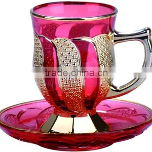 Golden Tea Cup and Saucer Set thumbnail-4