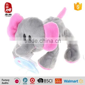 EN71/ASTM Safe Material Baby Pacifier With Plush Animal Elephant Toys thumbnail-3