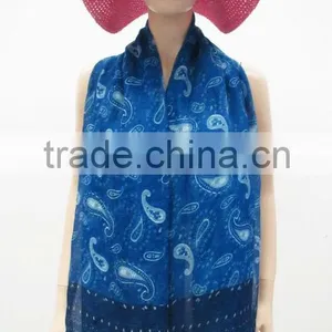 Paisley Scarf,Blue Long Scarf,Fashion Polyester Scarf thumbnail-1