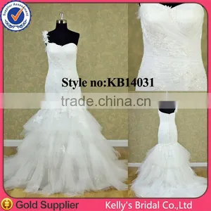 One-shoulder Straps Sweetheart Necklinelace Open Back Mermaid Wedding Dress thumbnail-1