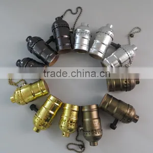 Vintage E27 Aluminum Lamp Holder Socket With Switch Brass/Gold/Silver/Black thumbnail-5