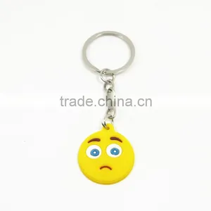 Custom Smiley Face Keychain/ Promotional Soft PVC Keychain/ Advertising Key Ring thumbnail-2