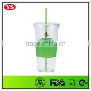 24oz Single Wall Plastic Drinking Mug With Lid and Sleeve thumbnail-4