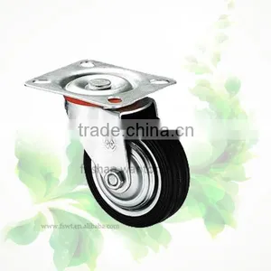 5 Inch Zinc Blacket Black Rubber Fixed Caster For Furniture Wheel thumbnail-2