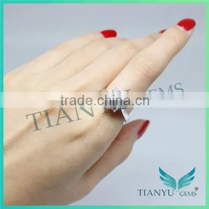 Fashion Styles 925 Sterling Silver Blue Round Cut Corundum Moissanite Diamond Ring Wedding Rings thumbnail-1