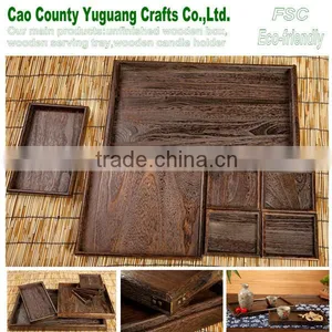 Different Size Burn Wood Serving Tray,large and Small Tray,wood Cann Tray thumbnail-1
