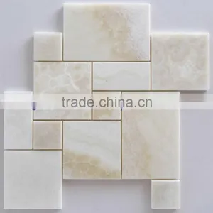 Best Selling Pure Natural WHITE ONYX MOSAIC TILES COLLECTIONS thumbnail-2