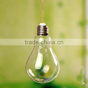 Creative Indoor Decoration Bulb Shaped Hanging Clear Glass Vase thumbnail-3