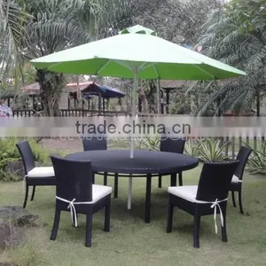 Modern Design Black Rattan Dining Table With Umbrella thumbnail-1