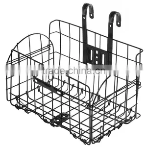 Metal Wire Fold-Up Bicycle Handlebar Front Storage Bike Basket / Cargo Rack With Bracket thumbnail-1