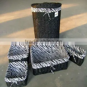 M-LB004 Willow Laundry Basket &Box Zebra Style Lining and Lid thumbnail-1