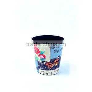 Flower Print Beautiful Waste Bin Faux Leather Open Top Standing Trash Can thumbnail-2