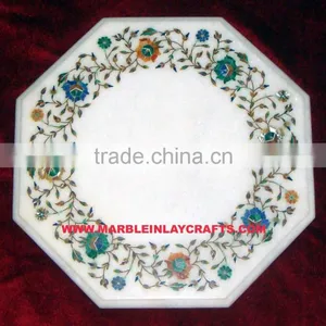 White Marble Inlay Coffee Table Top, Marble Inlay Table Top thumbnail-1