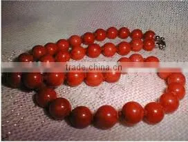 Wholesale 17" 9-10mm Red Round Coral Beads Necklace Jewelry Set thumbnail-1
