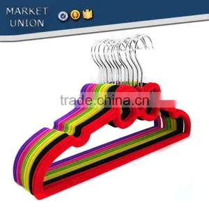 Kids ABS Plastic Velvet Antiskid Hangers Flocking Clothes Hangers With Pulley,ABS,Nylon Villi,Chrome Plated Hook thumbnail-1