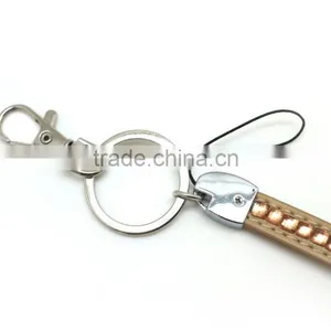 Champagne Promotion Gift PU Leather Key Chain With Crystal Gem, Swivel Snap Hooks, Key Ring Accembly, Acrylic Gem Key Chain thumbnail-2