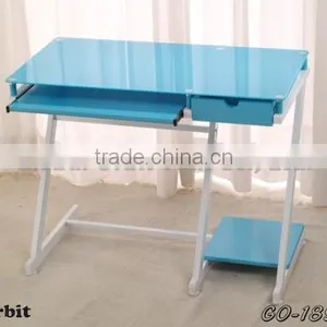 Cheap Stainless Steel Modern Glass Computer Desk thumbnail-4