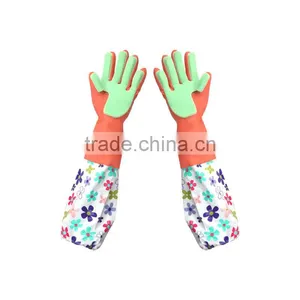 Long Silicone Rubber Dish Wash Gloves With Sponge thumbnail-1