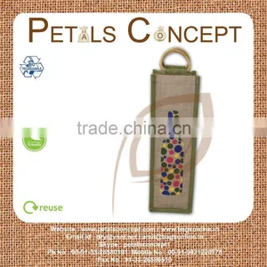 Jute Wine Bag/ One Bottle Wine Carry Bag Jute/ Eco-friendly Wine Tote thumbnail-1