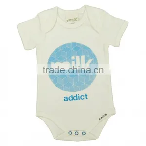 Organic 2017 Excellent Quality Plain and Printed Different Color Baby Bodysuits With New Design Short Sleeve Bodysuit for Babies thumbnail-1