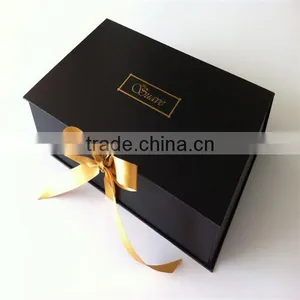 Dark Black Ribbon Tie Flat Packagings Box For Women Bra ,Flat Box With Gold Logo thumbnail-2